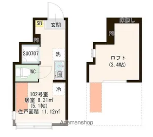 ハーモニーテラス平井Ⅸ【102号室号室】の間取り
