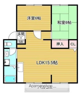 サンアレイ下野Ⅱ棟【1階】の間取り