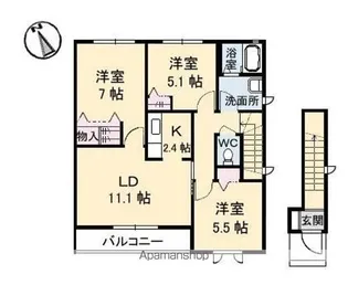 クレシェンドK【2階】の間取り