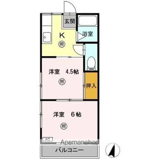 コーポ渡辺II【1階】の間取り