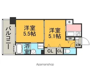 エンクレスト薬院LUCE【10階】の間取り