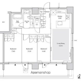 ザ・パークハビオ代々木【7階】の間取り