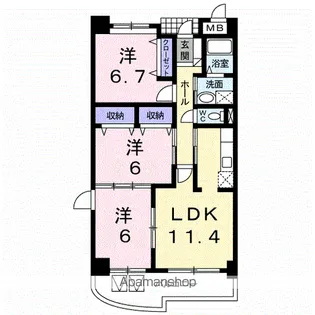 グランデ城南【1階】の間取り