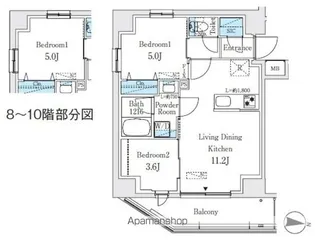 プライムブリス品川中延【10階】の間取り