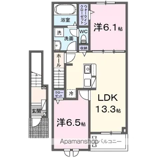 グランデルート C【2階】の間取り