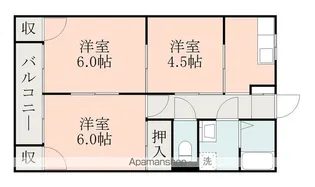 鶴城ハイツ【1階】の間取り