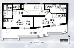 シャッツクヴェレ高円寺北【4階】の間取り