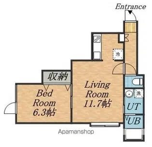 カルグランデ白石【102号室】の間取り