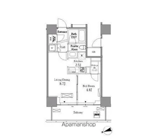 レジディアタワー目黒不動前【5階】の間取り