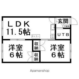 コーポ北進2DK【2階】の間取り