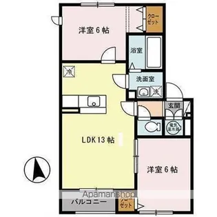 ハイツハピネスB館【205号室】の間取り