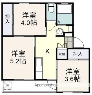 ヴィラナリー折戸I号棟【108号室】の間取り