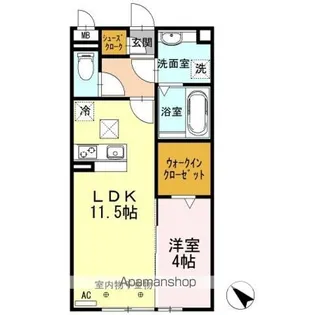 ウヴェルテュール【1階】の間取り