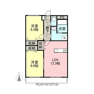 プランドール鴨島【1階】の間取り