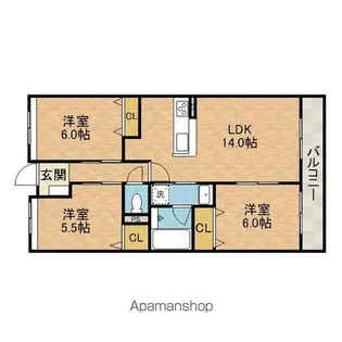 アムールカセイ【3階】の間取り