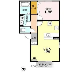 サニーフラット新通【1階】の間取り