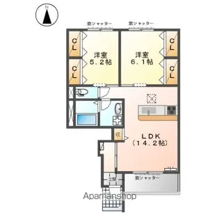 グリーンハイツ十和【1階】の間取り