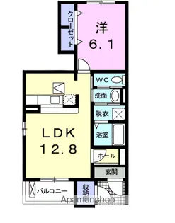 グラシュー・メゾンB【1階】の間取り