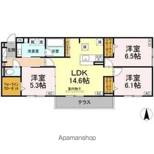 シャンドフルール【1階】の間取り