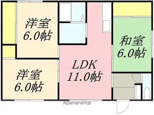 山下マンション【2F右号室】の間取り