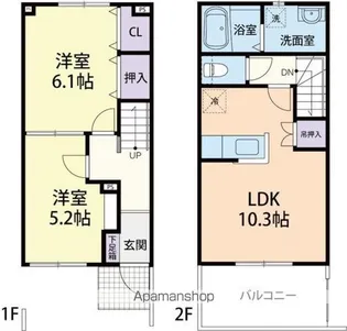 VIVALES IIB(ヴィヴァレス IIB)【106号室】の間取り