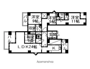 エルミタージュユリ【9階】の間取り