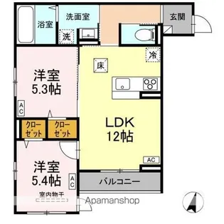 DーROOM遠見塚Ⅱ【1階】の間取り