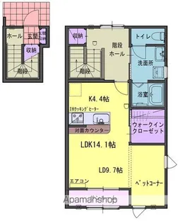 フォンターナW【201号室】の間取り