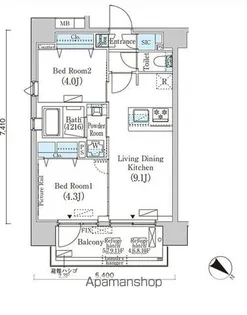 フルハウス赤羽【6階】の間取り