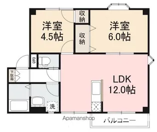 グリーンアレイ26 A・B【B101号室】の間取り