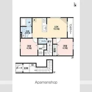 2LDKの間取り画像