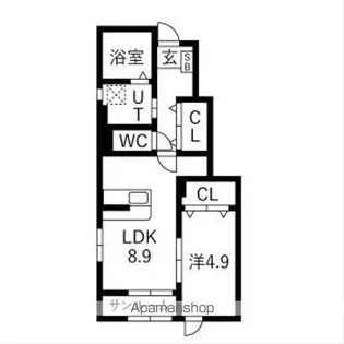 ヴィルヌーヴⅢ【107号室】の間取り