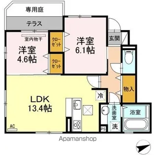 ダン・ルミエール【1階】の間取り