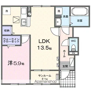 グラン ヴェール【1階】の間取り
