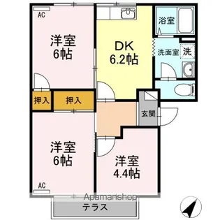 サンライズ富士 B棟【2階】の間取り