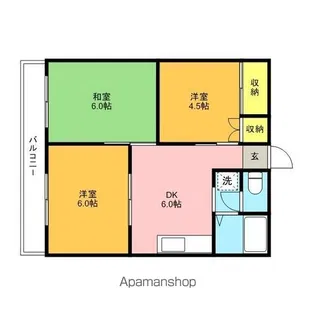 グランドール朝日A・B【A103号室】の間取り