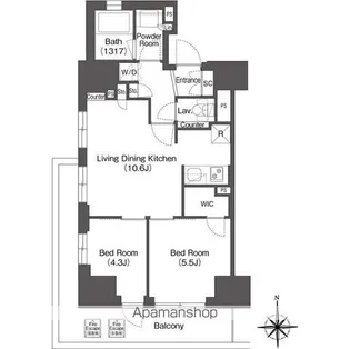 コンフォリア東新宿【2階】の間取り