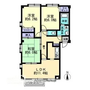 フォブール牧野 A棟【2階】の間取り