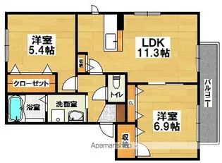 ジュネスコートA棟【2階】の間取り