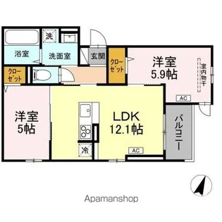 セレスティア大和町【3階】の間取り