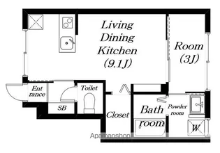 カルフールⅨ B棟【101号室】の間取り
