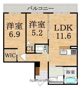 SHAMAISON 観音寺 A(シャーメゾン カンノンジ)【1階】の間取り