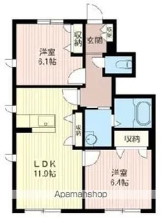 シャンティ韮川B【1階】の間取り