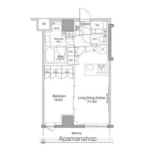 ザ・パークハビオ早稲田【4階】の間取り