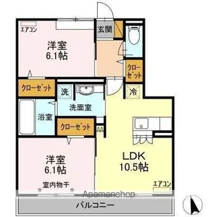 フラッツ酒井根 Ⅰ号棟【3階】の間取り