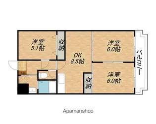 ヴィラアンドゥミル【105号室】の間取り
