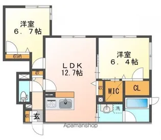 シャルマンドミールA【102号室号室】の間取り