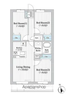 コートブリーズ船橋中山【1階】の間取り