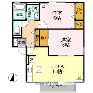 ユーステージB棟【105号室】の間取り