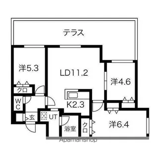 ブランシャール菊水CHER【1階】の間取り